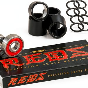 Bones Skateboard Bearings ABEC3 Alloy Steel 8‑Ball Set with Spacers-0