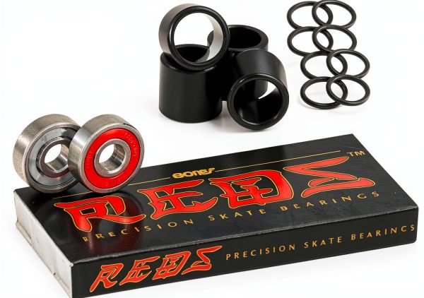 Bones Skateboard Bearings ABEC3 Alloy Steel 8‑Ball Set with Spacers-0