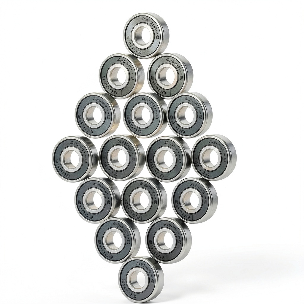 Installing Flydazzle 608-2RS Ball Bearings for Skateboards on a wooden desk
