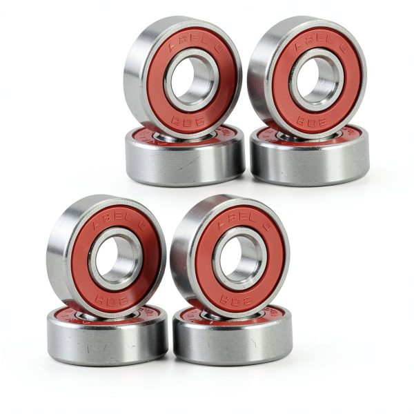 GCAMX GCA ABEC-9 Skateboard Bearings 608 RS Red Silver 8‑Piece Set-0