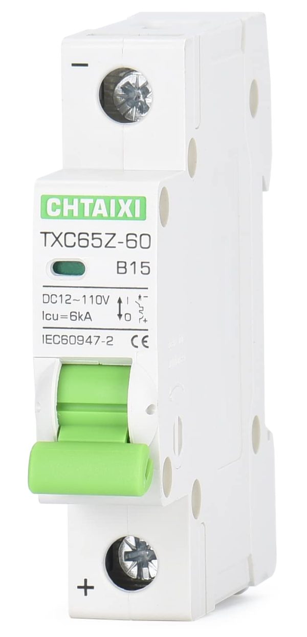 12V-110V DC Miniature Circuit Breaker CHTAIXI 15A 1-Pole Magnetic-0